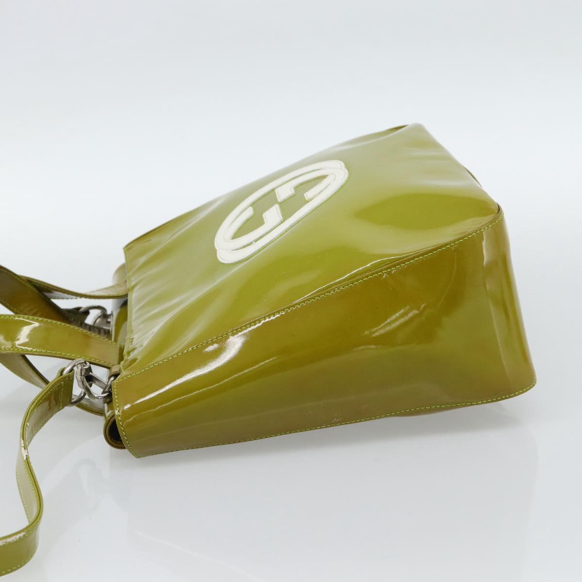 GUCCI Hand Bag Patent leather 2way Green Silver Auth ep14853