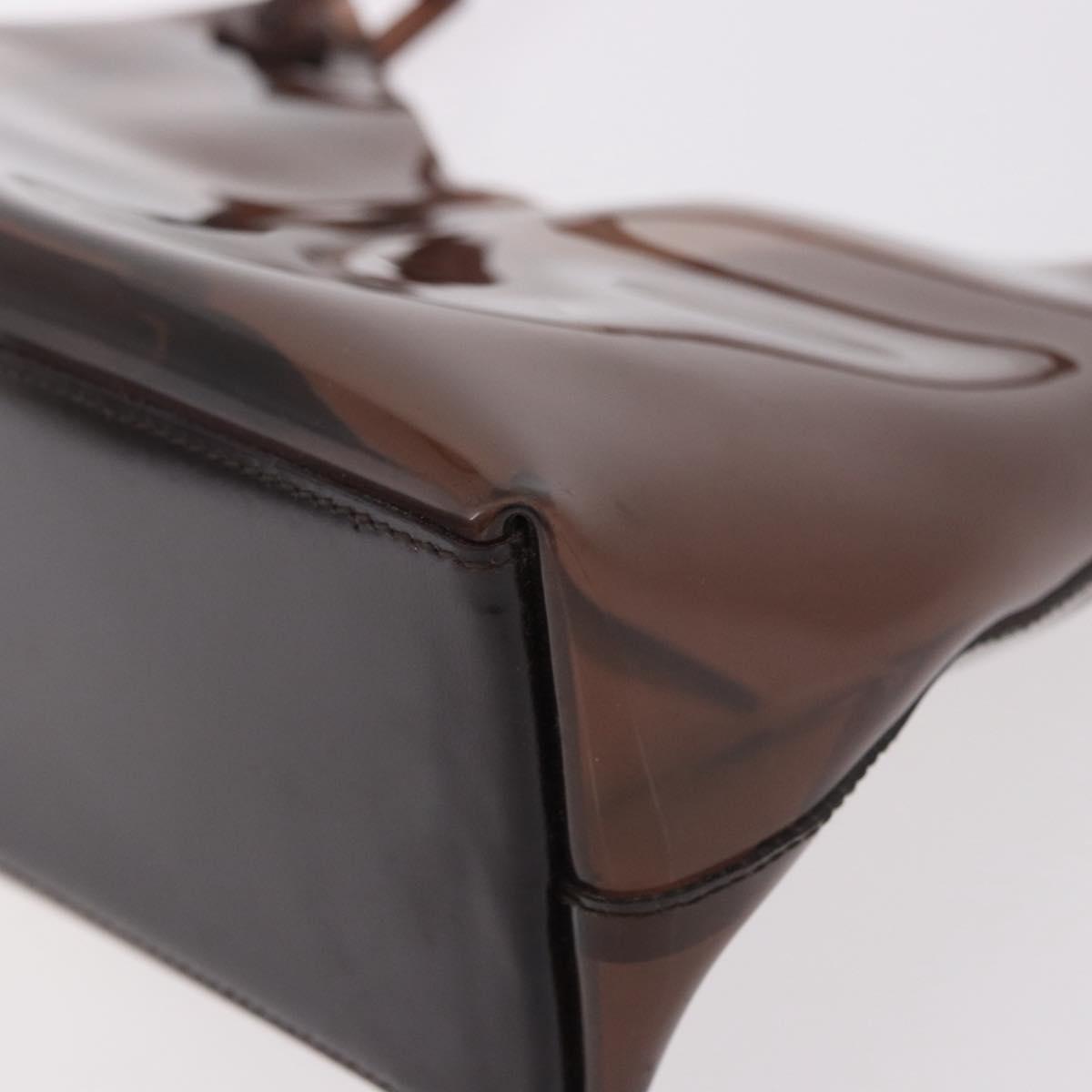 GUCCI Vinyl Hand Bag Vinyl Brown Auth ep14855
