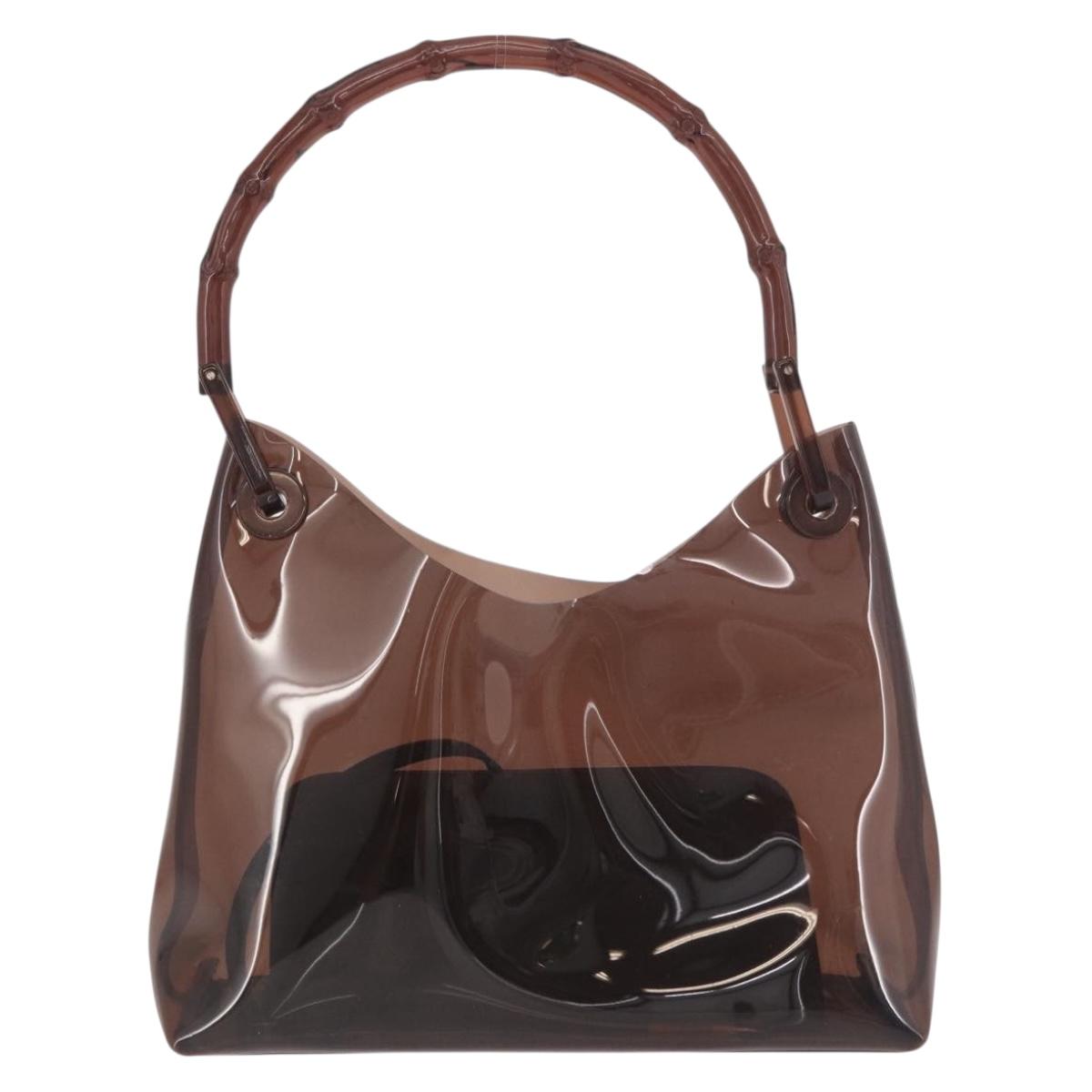 GUCCI Vinyl Hand Bag Vinyl Brown Auth ep14855