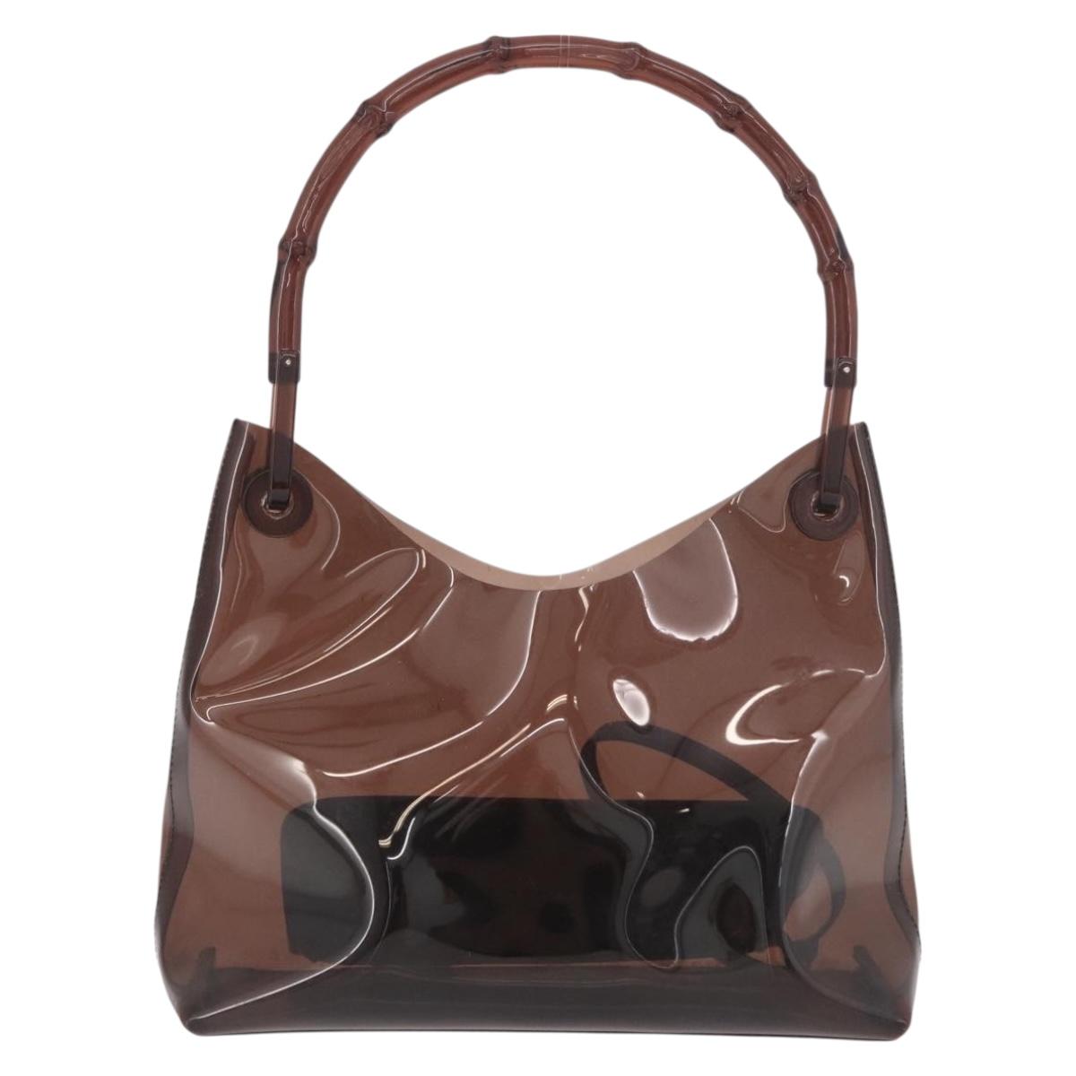 GUCCI Vinyl Hand Bag Vinyl Brown Auth ep14855