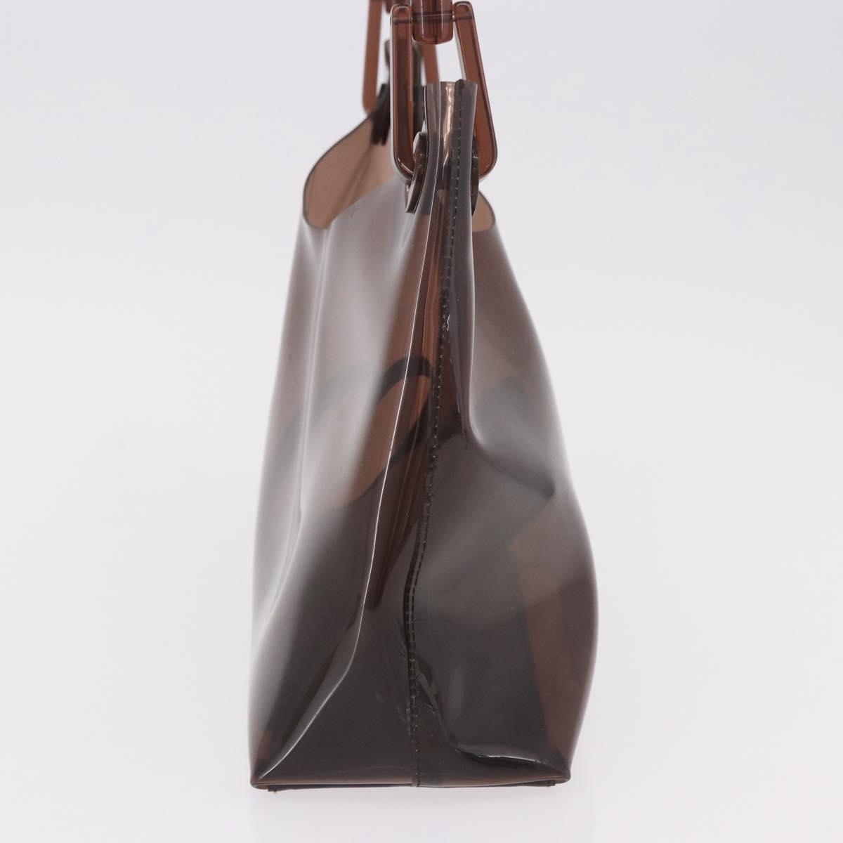 GUCCI Vinyl Hand Bag Vinyl Brown Auth ep14855