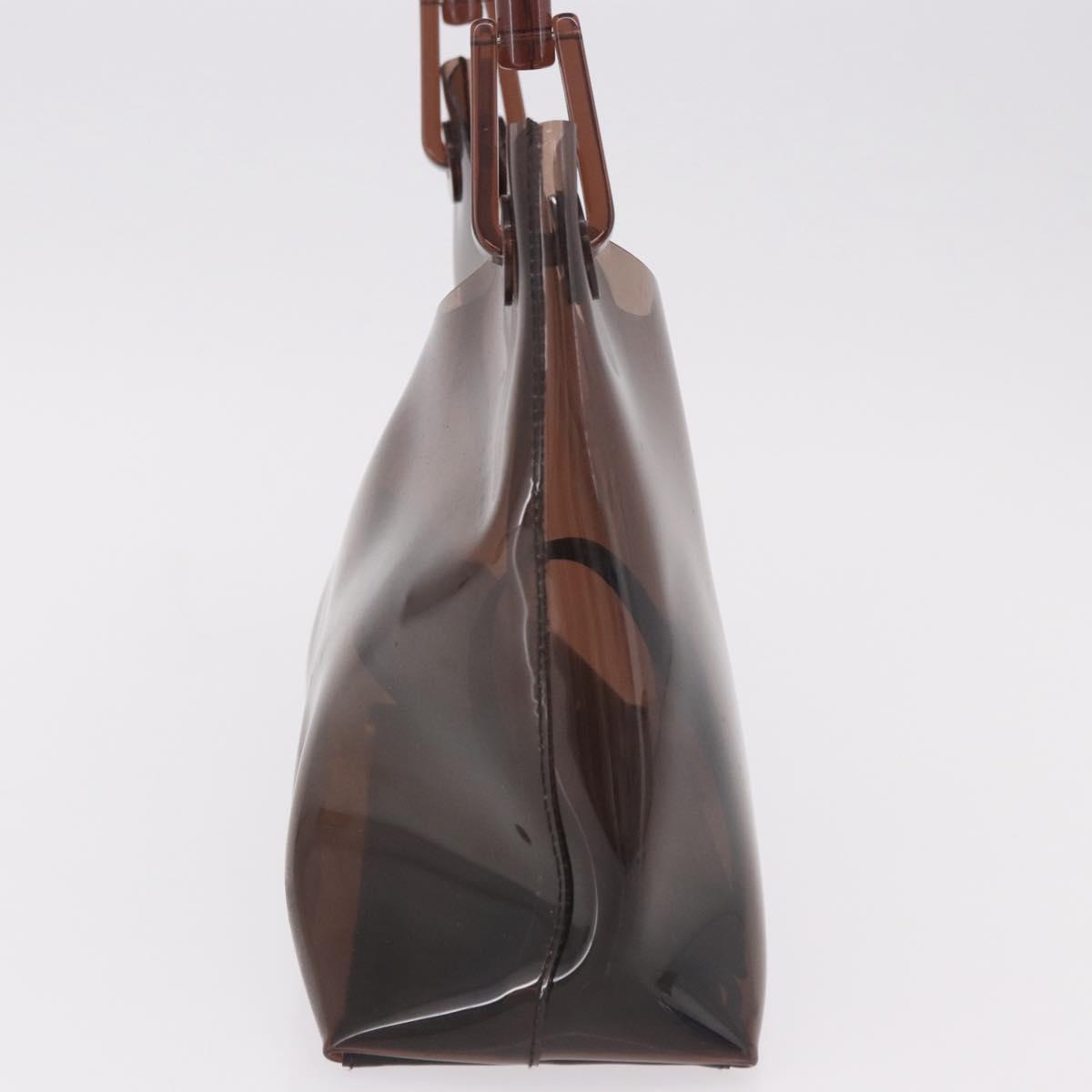 GUCCI Vinyl Hand Bag Vinyl Brown Auth ep14855