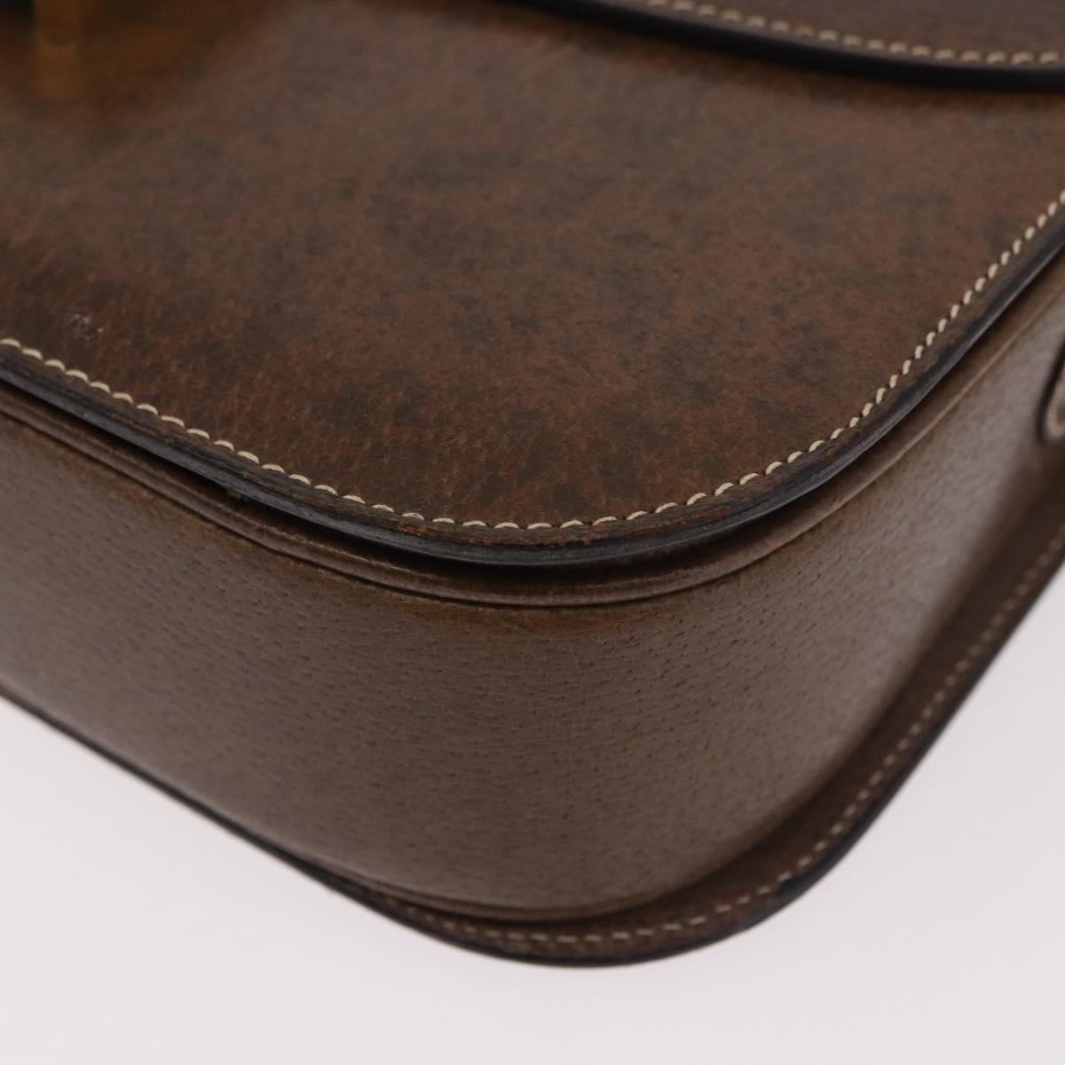 CELINE Horse Carriage Shoulder Bag Leather Brown Gold Auth ep14860