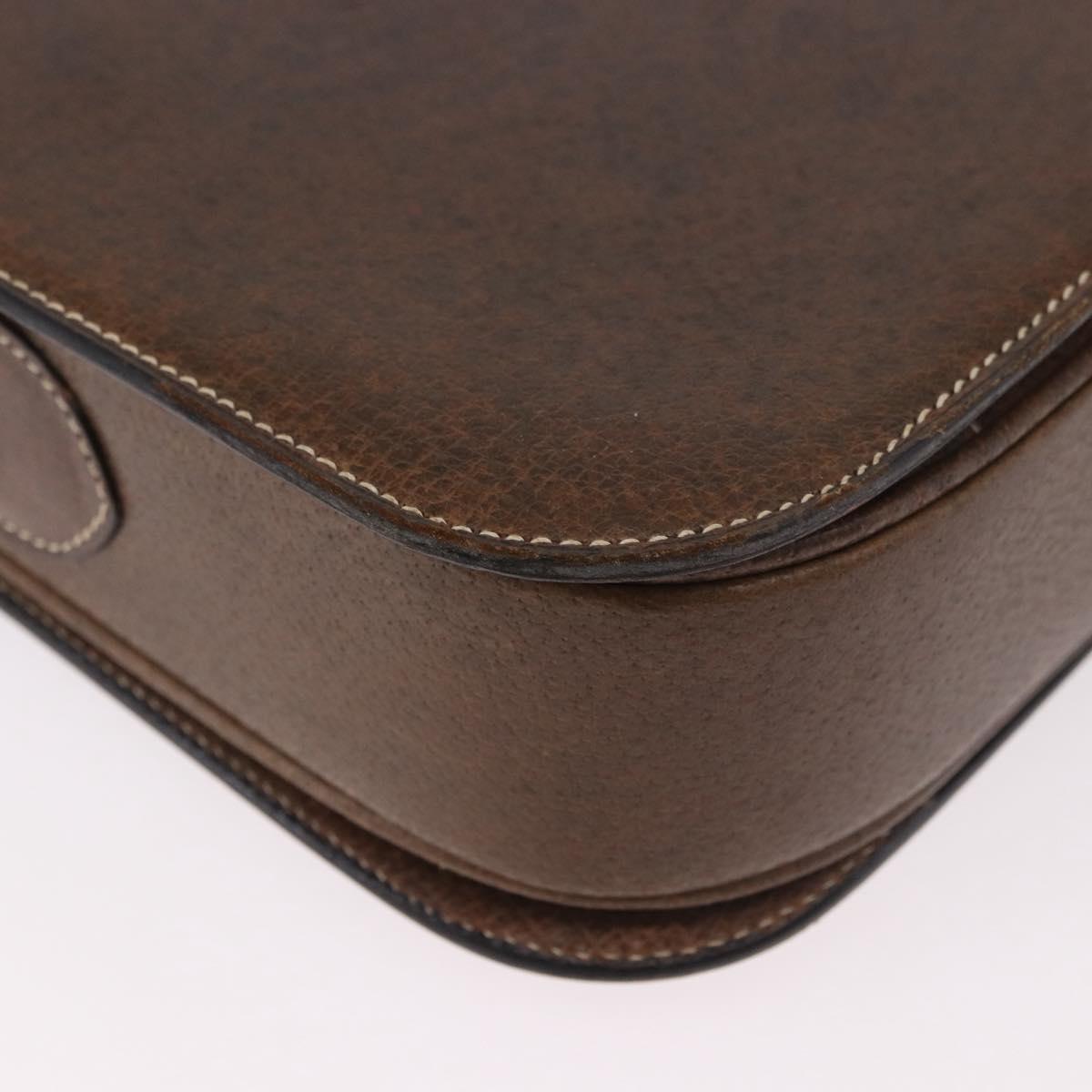 CELINE Horse Carriage Shoulder Bag Leather Brown Gold Auth ep14860