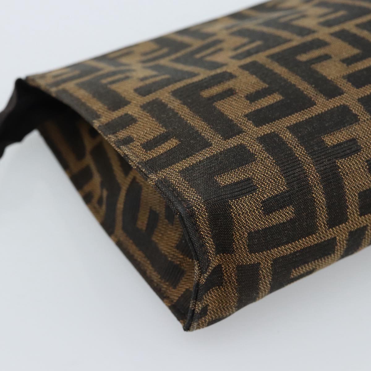 FENDI Zucca Canvas Pouch Black Brown Auth ep14861