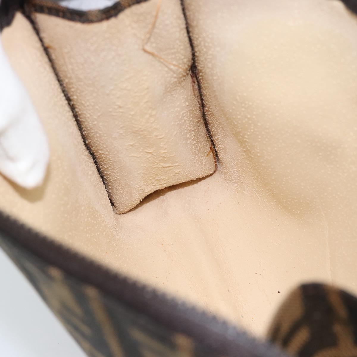 FENDI Zucca Canvas Pouch Black Brown Auth ep14861