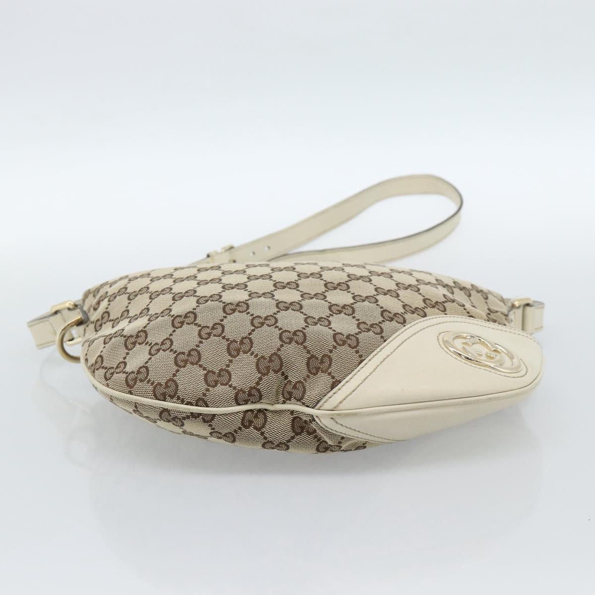 GUCCI GG Canvas Newbrit Shoulder Bag Beige Gold 169998 Auth ep14864