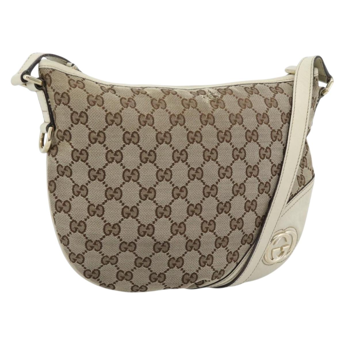 GUCCI GG Canvas Newbrit Shoulder Bag Beige Gold 169998 Auth ep14864