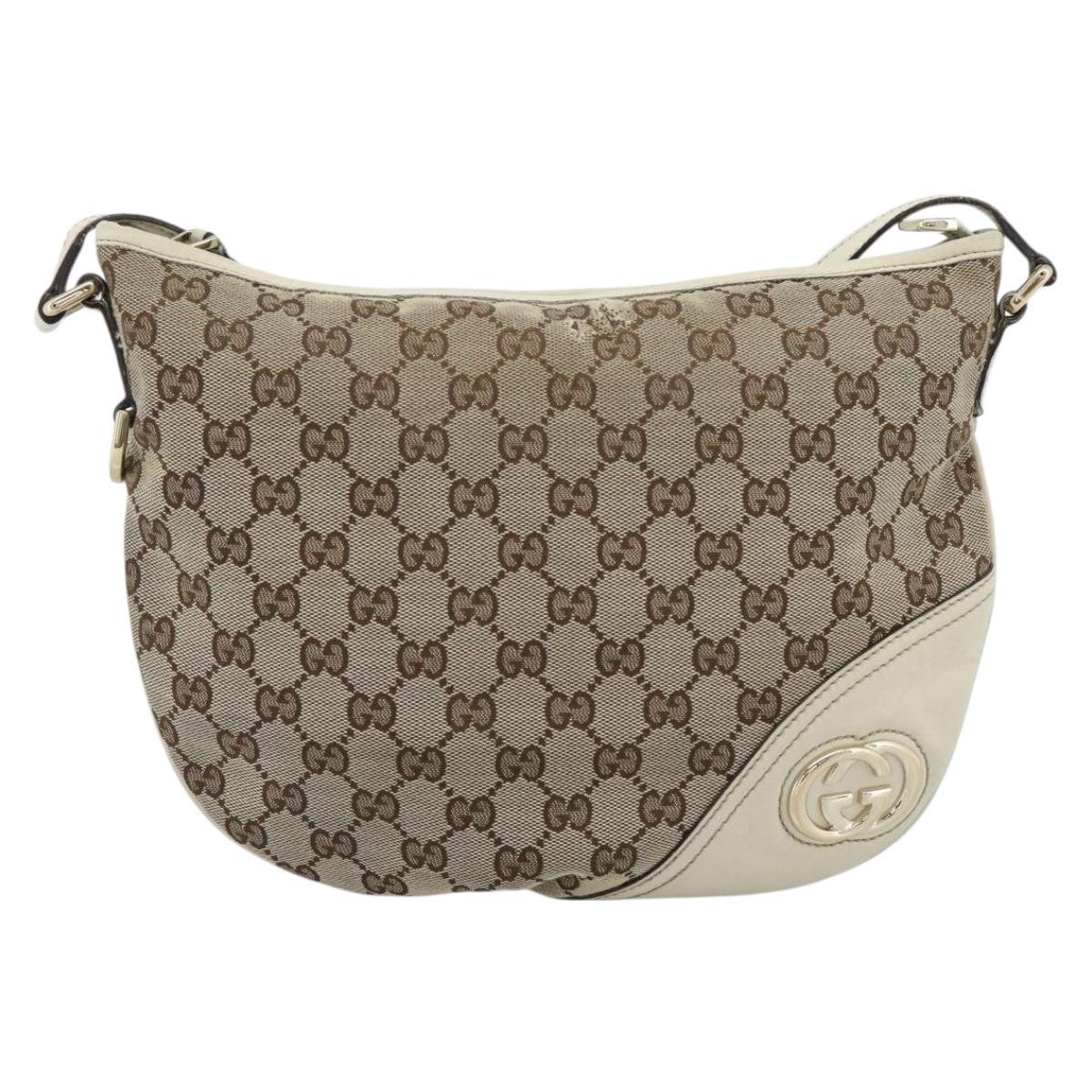 GUCCI GG Canvas Newbrit Shoulder Bag Beige Gold 169998 Auth ep14864