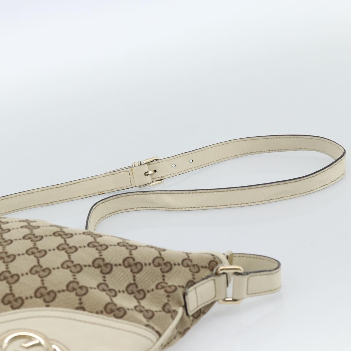 GUCCI GG Canvas Newbrit Shoulder Bag Beige Gold 169998 Auth ep14864