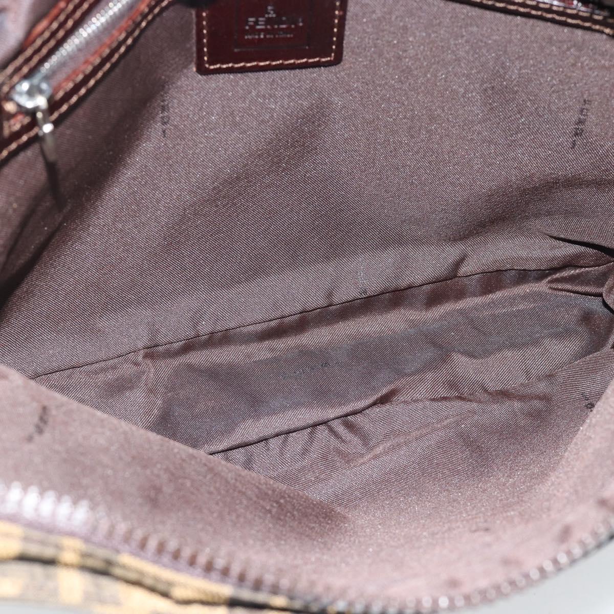 FENDI Zucca Canvas Shoulder Bag Black Brown Auth ep14866A