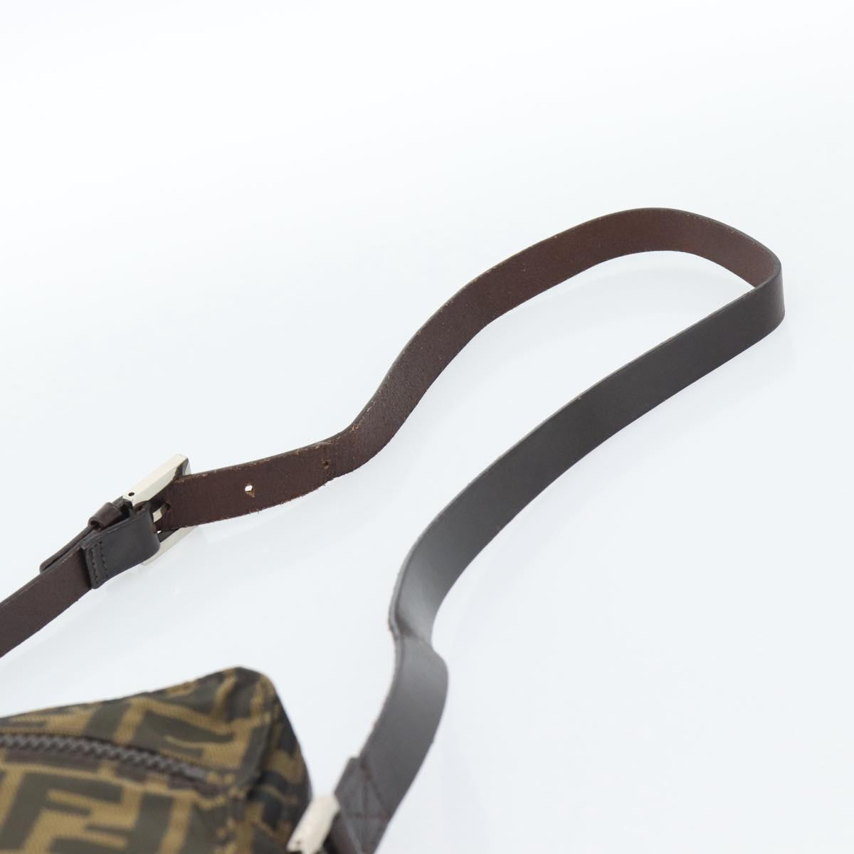 FENDI Zucca Canvas Shoulder Bag Black Brown Auth ep14866A