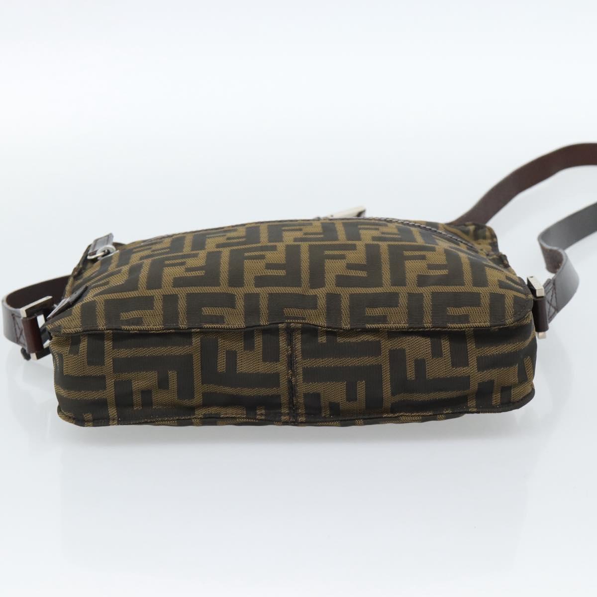 FENDI Zucca Canvas Shoulder Bag Black Brown Auth ep14866A