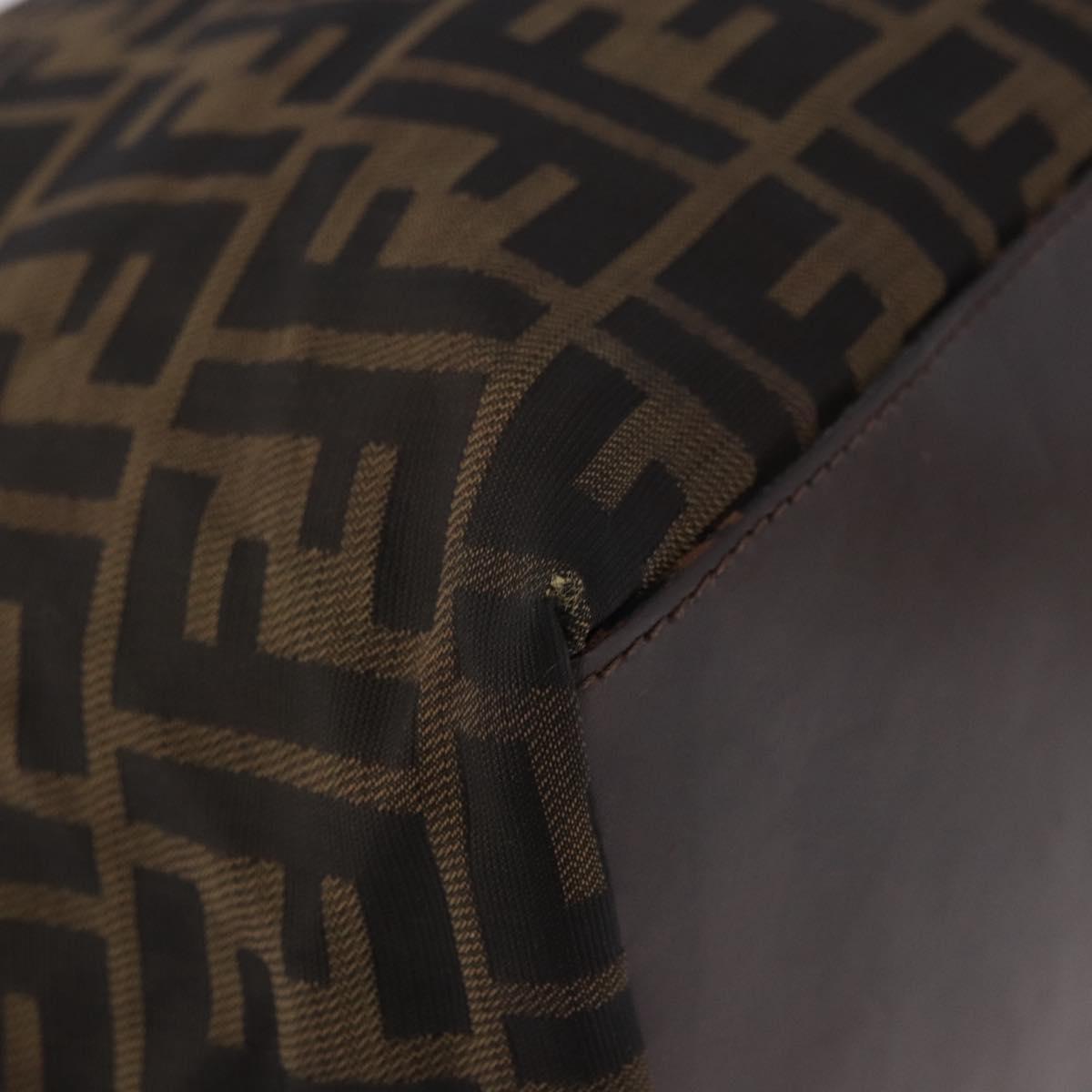 FENDI Zucca Canvas Tote Bag Black Brown gold Auth ep14867