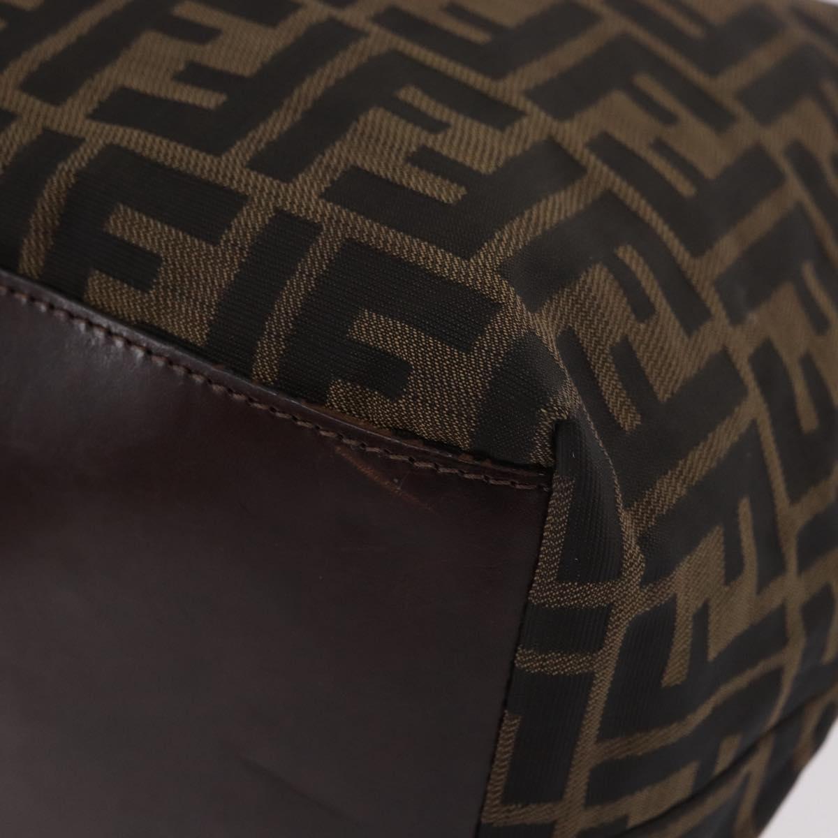 FENDI Zucca Canvas Tote Bag Black Brown gold Auth ep14867