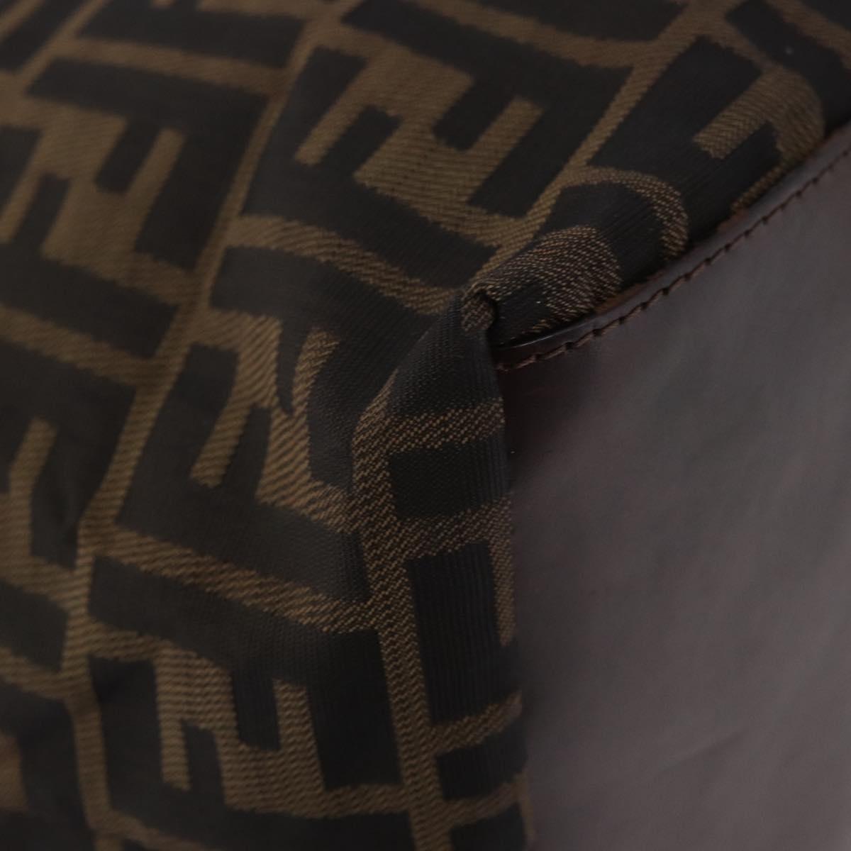 FENDI Zucca Canvas Tote Bag Black Brown gold Auth ep14867