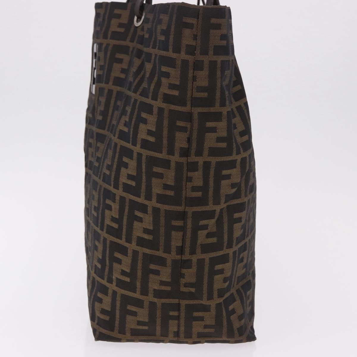 FENDI Zucca Canvas Tote Bag Black Brown gold Auth ep14867