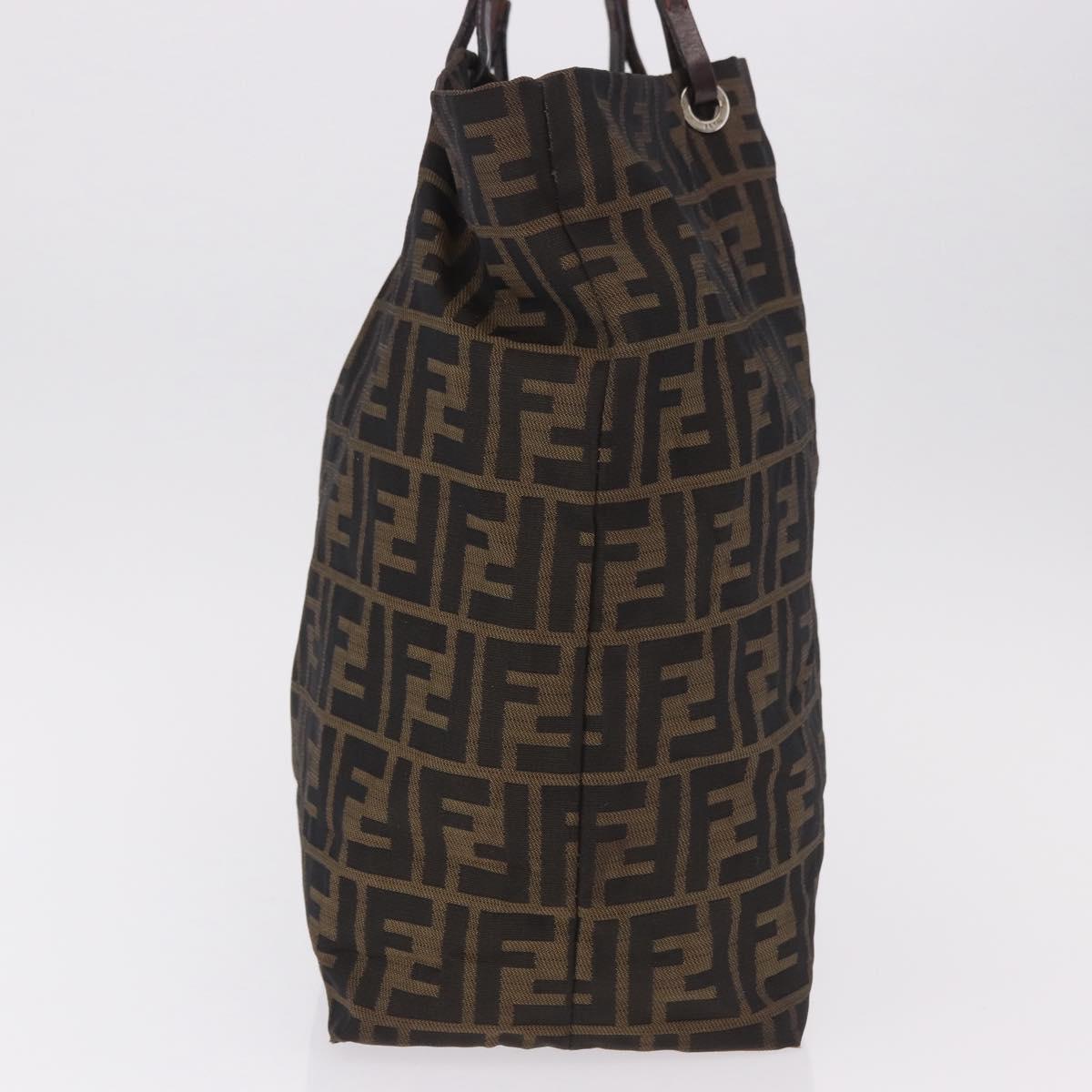 FENDI Zucca Canvas Tote Bag Black Brown gold Auth ep14867