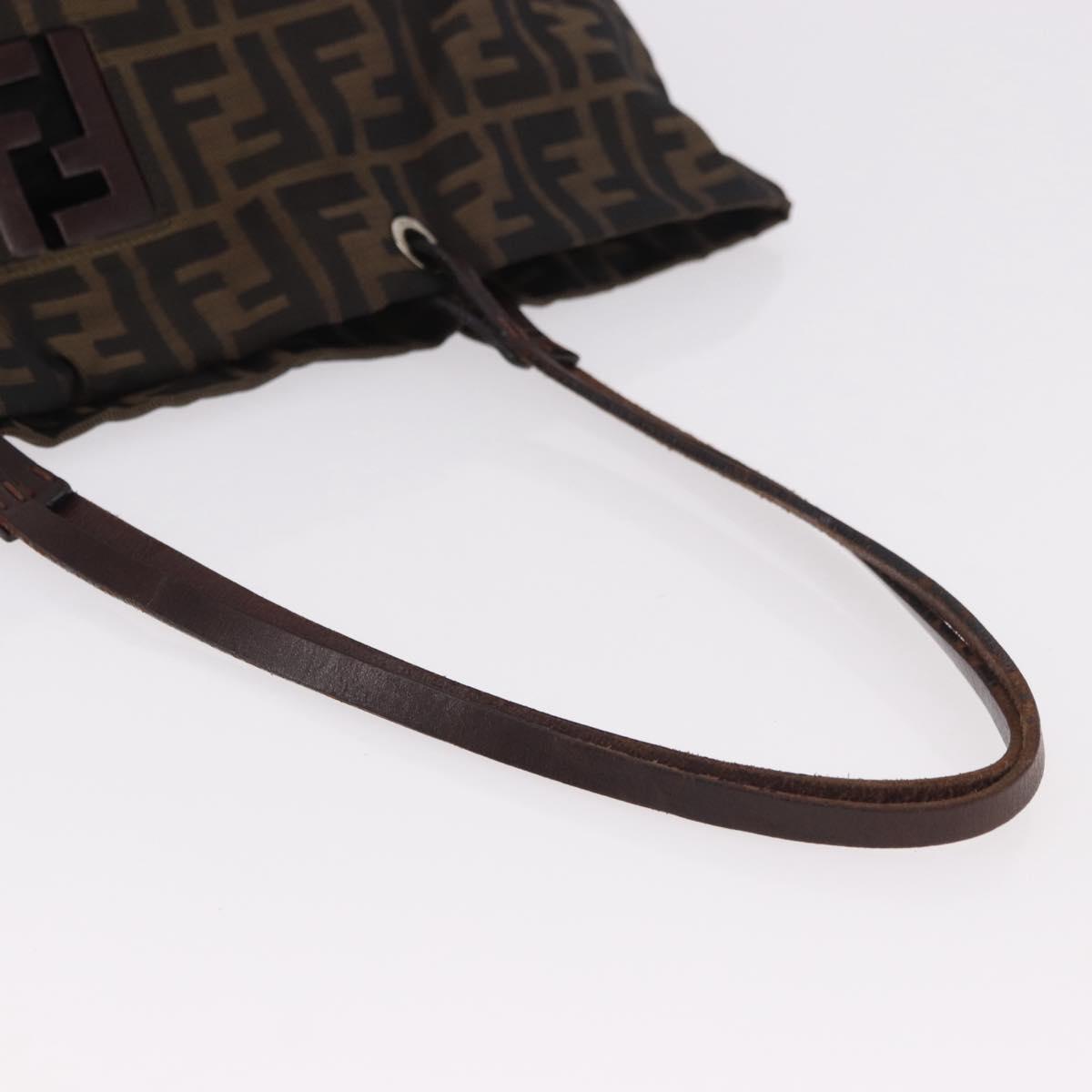 FENDI Zucca Canvas Tote Bag Black Brown gold Auth ep14867