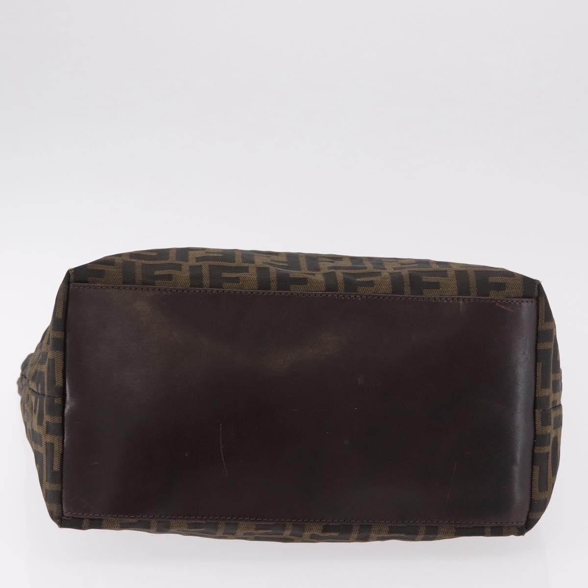FENDI Zucca Canvas Tote Bag Black Brown gold Auth ep14867