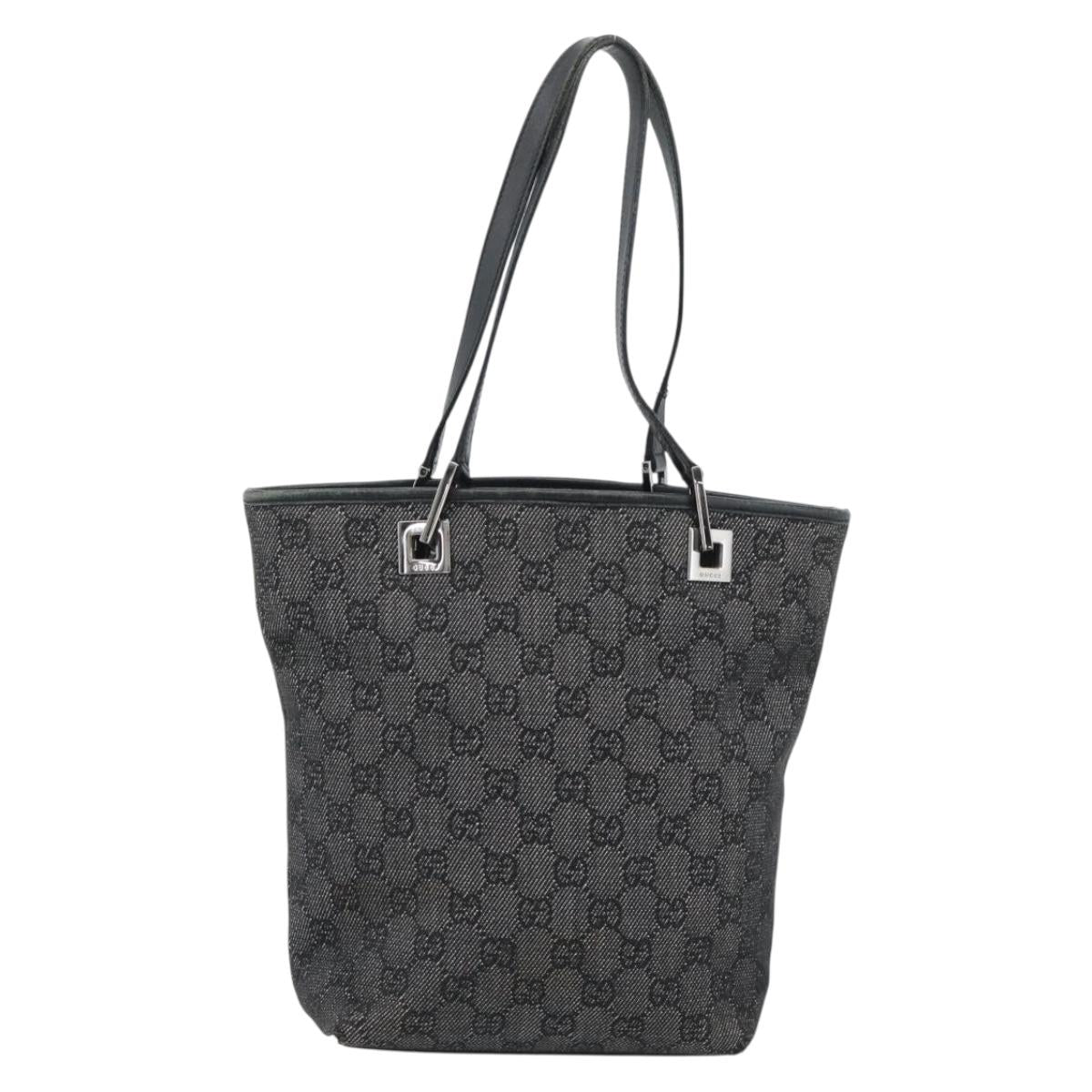 GUCCI GG Canvas Tote Bag Black Silver 31244 Auth ep14868