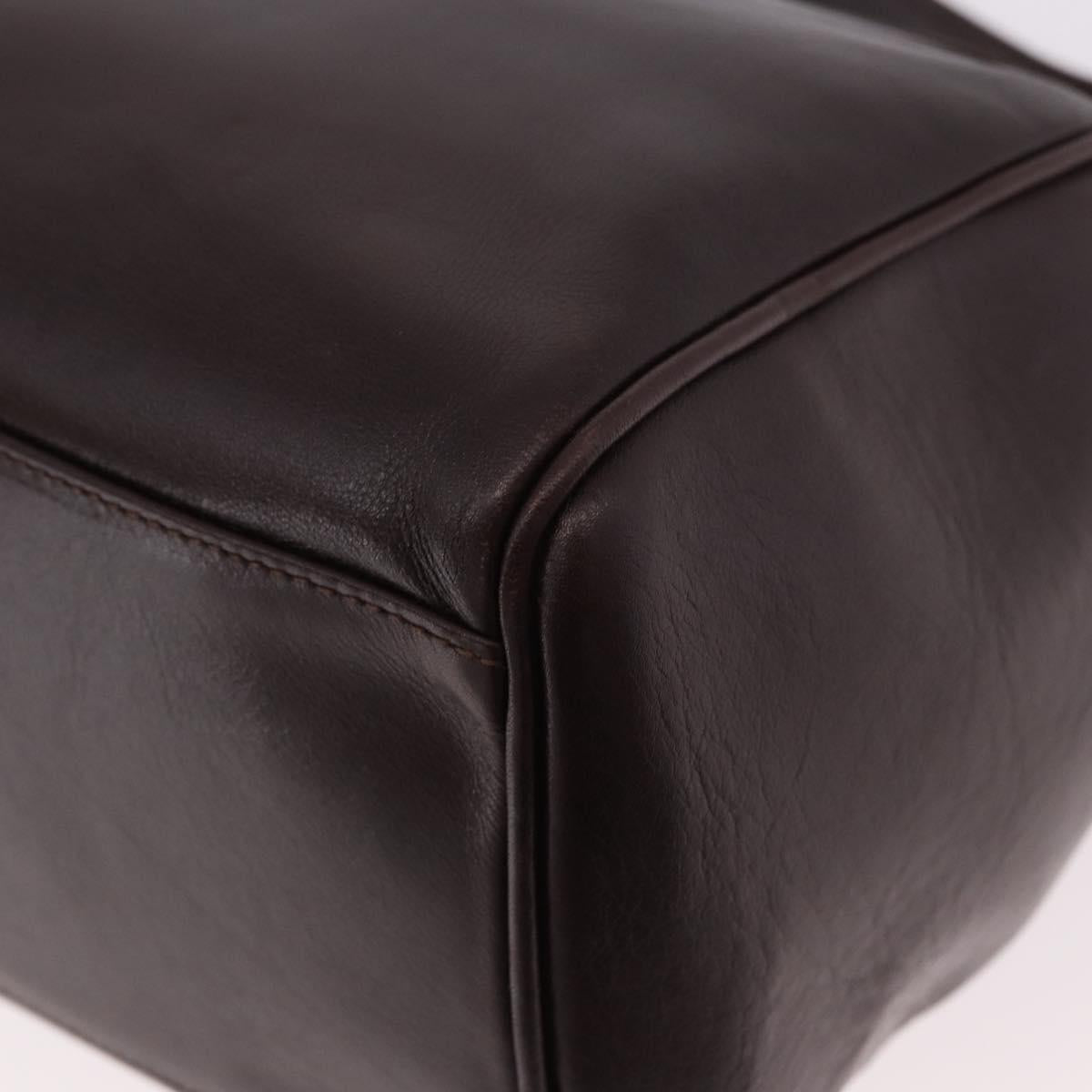 FENDI Shoulder Bag Leather Brown Gold Auth ep14874