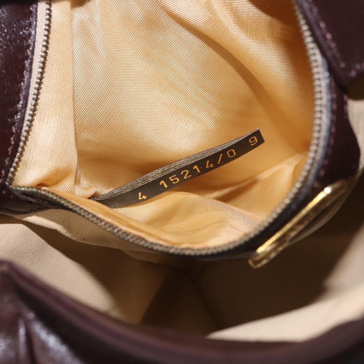 FENDI Shoulder Bag Leather Brown Gold Auth ep14874