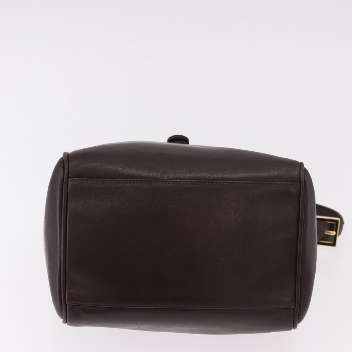 FENDI Shoulder Bag Leather Brown Gold Auth ep14874