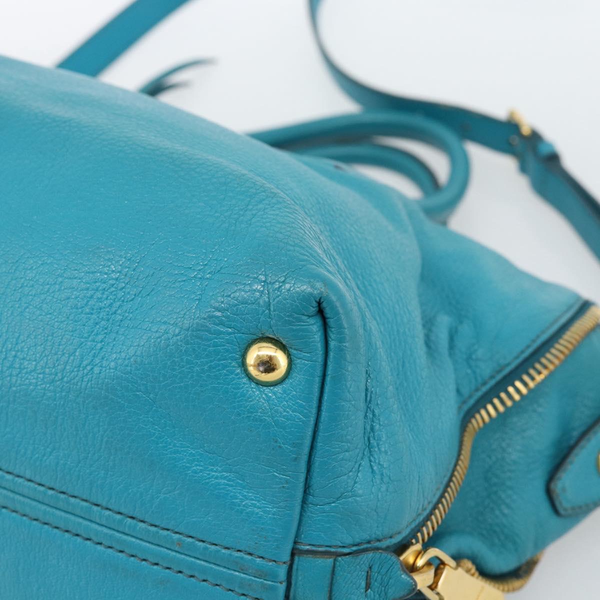 Miu Miu Hand Bag Leather 2way Blue Gold Auth ep14875A