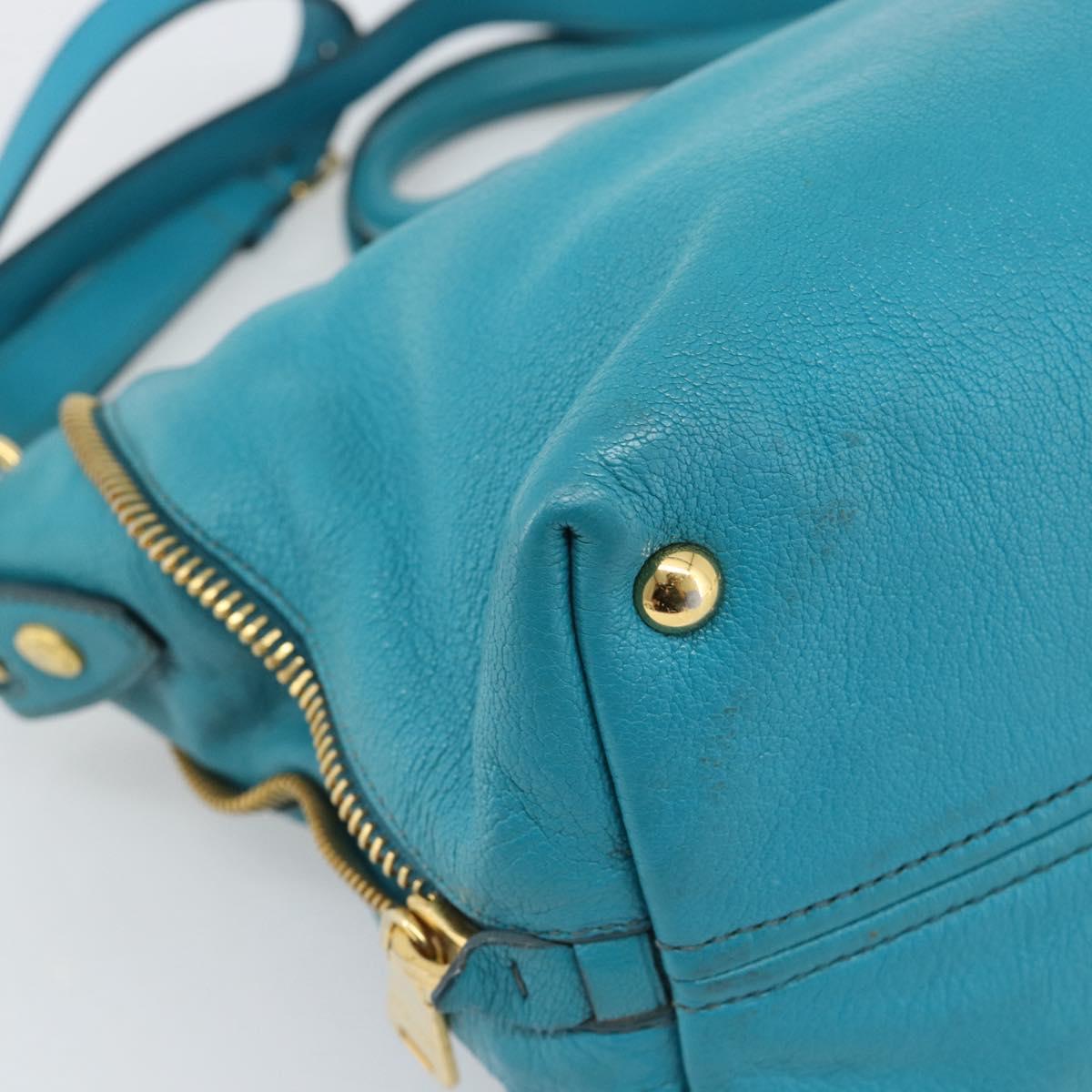 Miu Miu Hand Bag Leather 2way Blue Gold Auth ep14875A