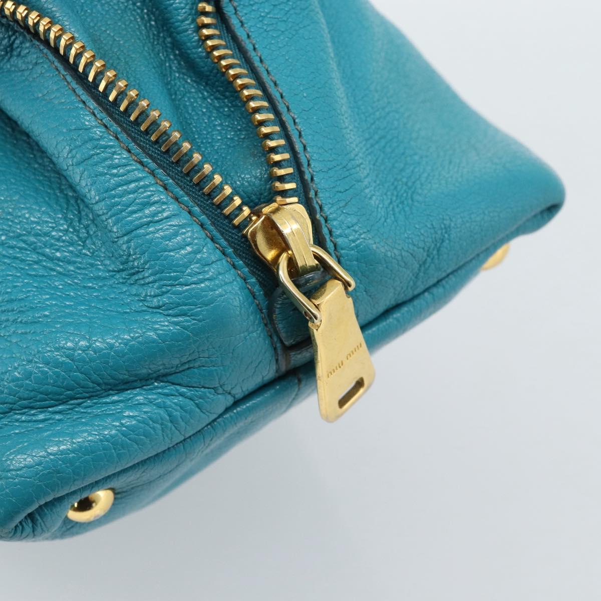 Miu Miu Hand Bag Leather 2way Blue Gold Auth ep14875A