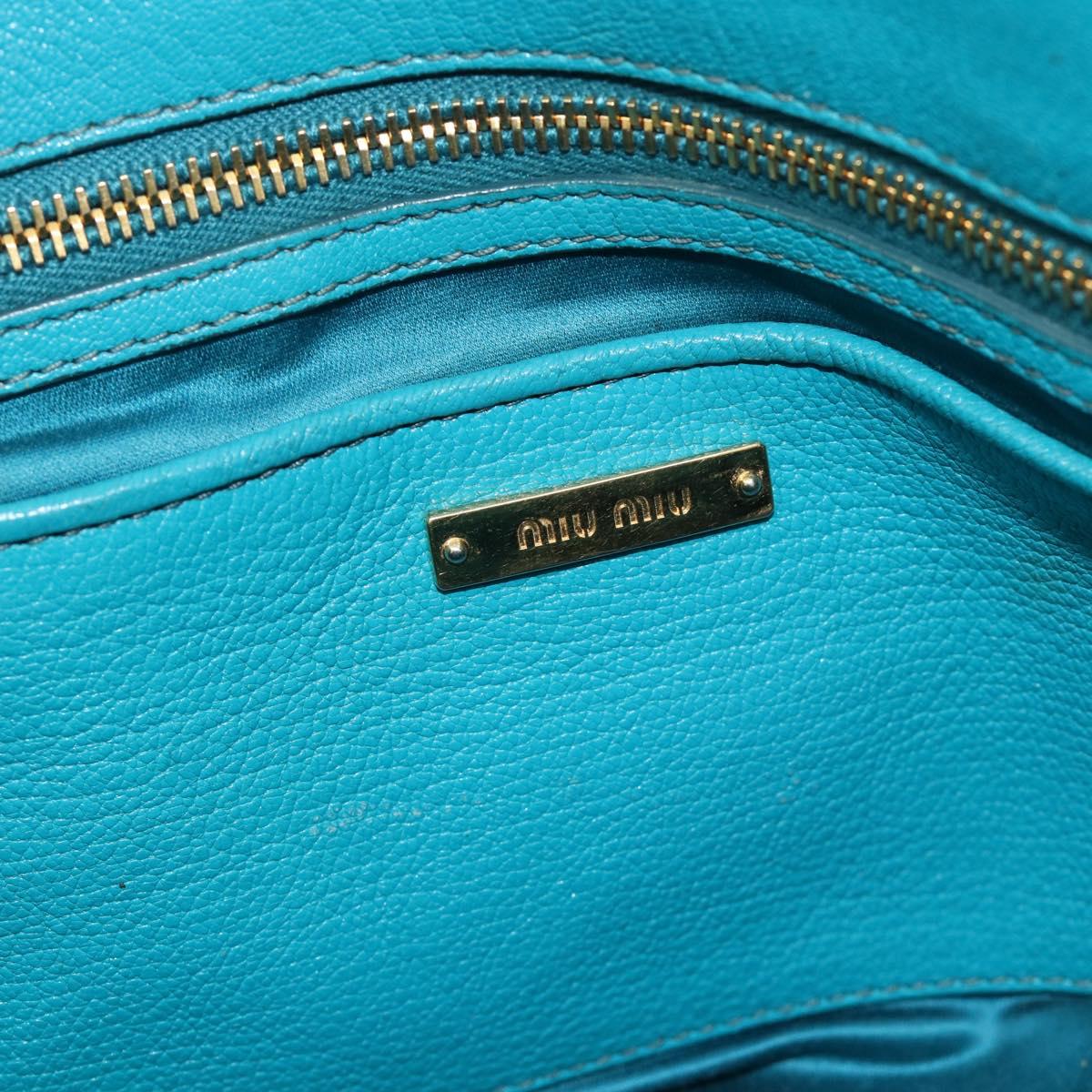 Miu Miu Hand Bag Leather 2way Blue Gold Auth ep14875A