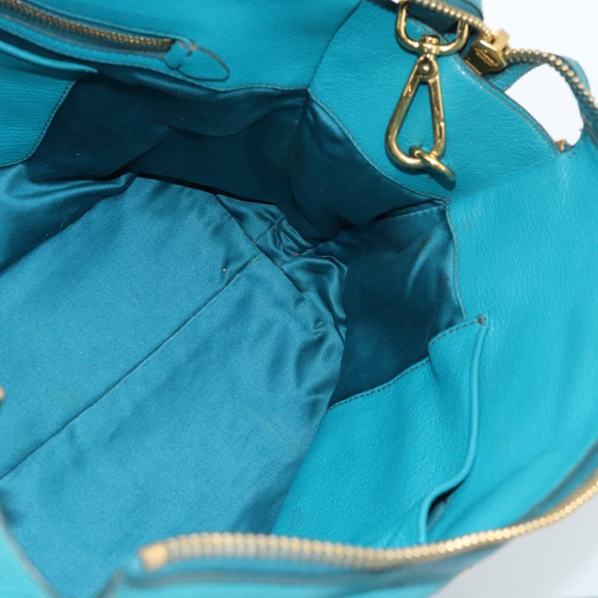 Miu Miu Hand Bag Leather 2way Blue Gold Auth ep14875A