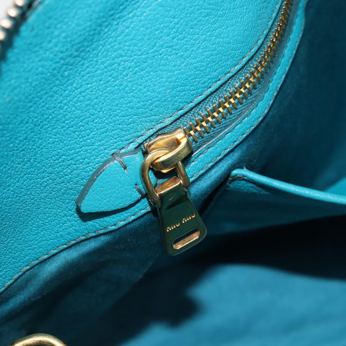 Miu Miu Hand Bag Leather 2way Blue Gold Auth ep14875A