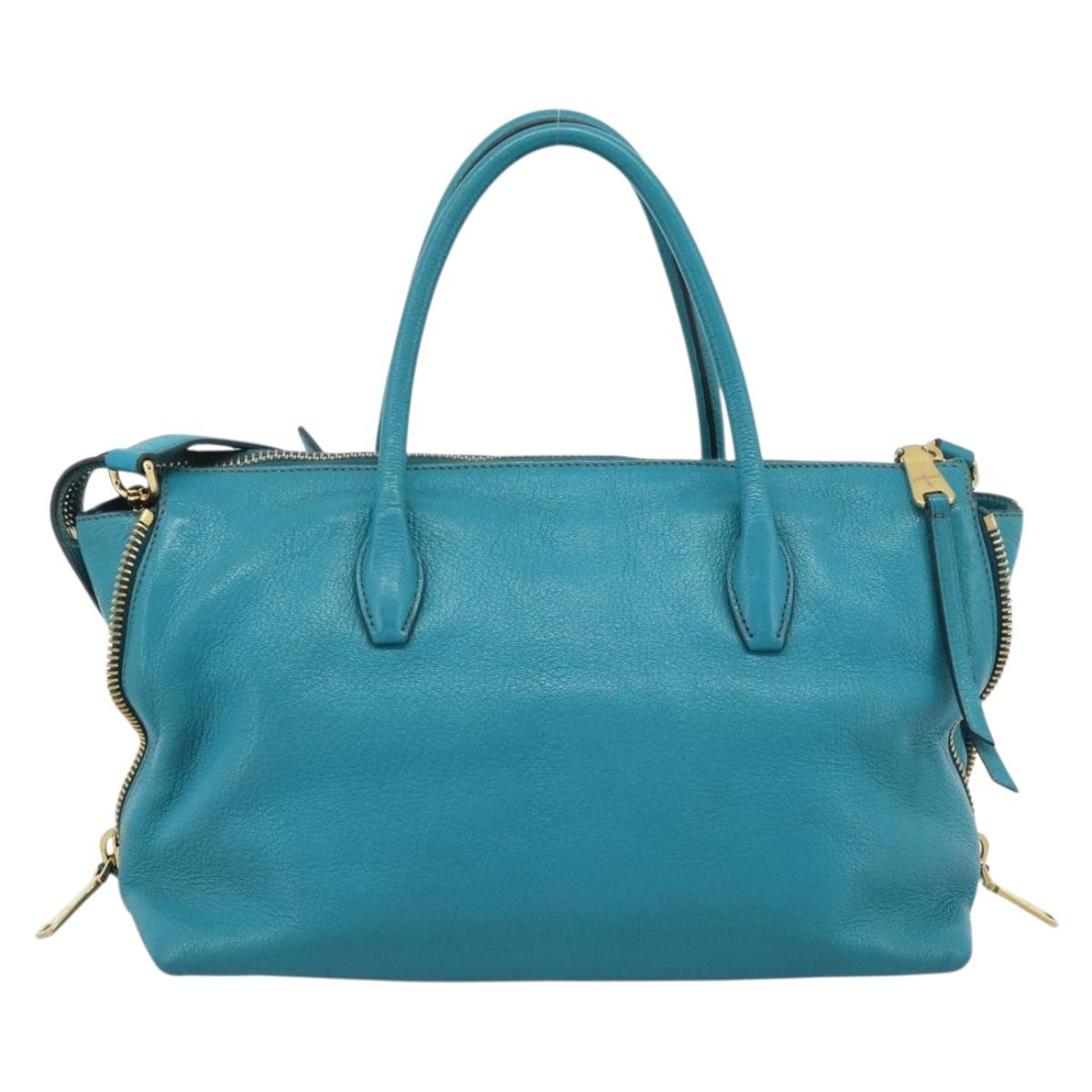 Miu Miu Hand Bag Leather 2way Blue Gold Auth ep14875A