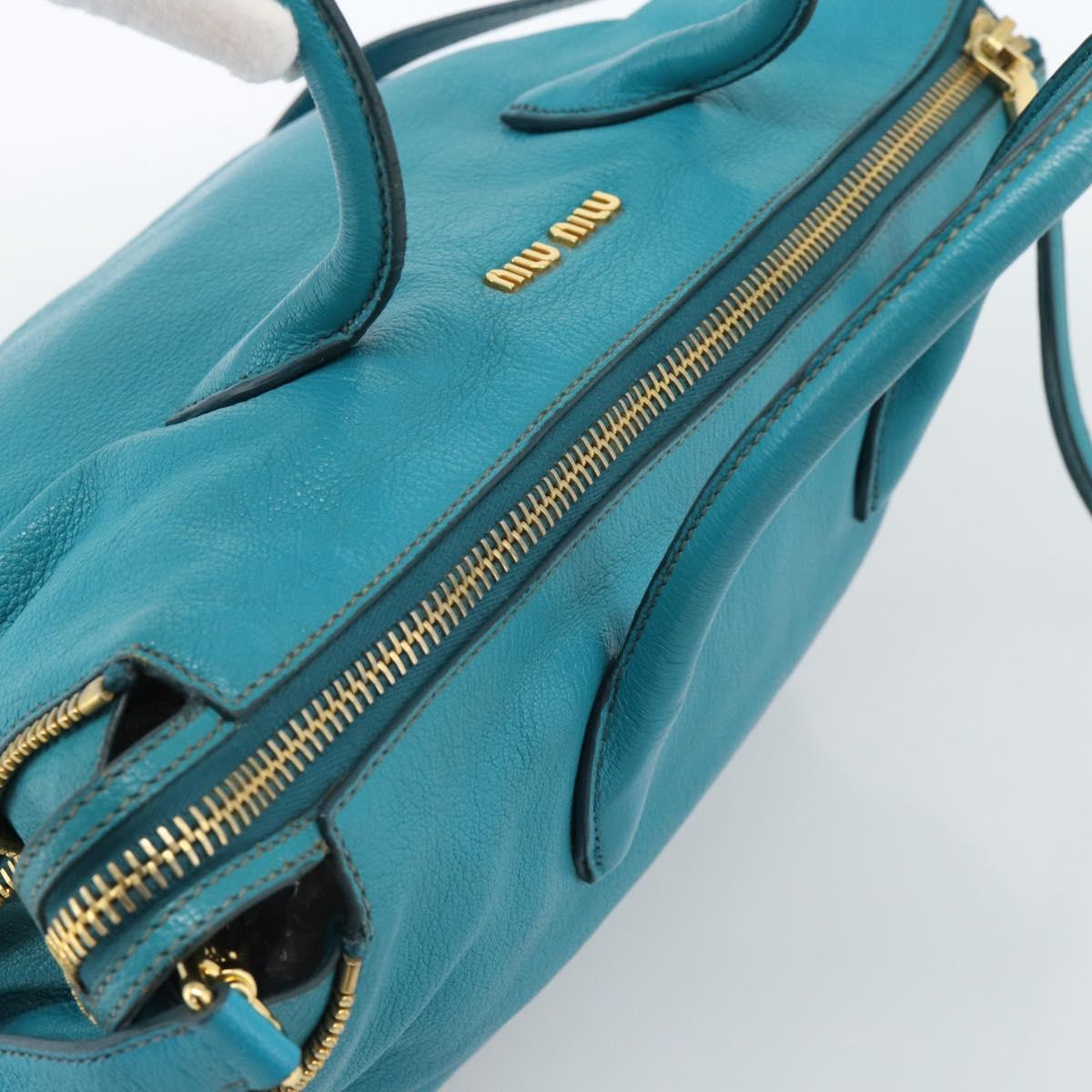 Miu Miu Hand Bag Leather 2way Blue Gold Auth ep14875A