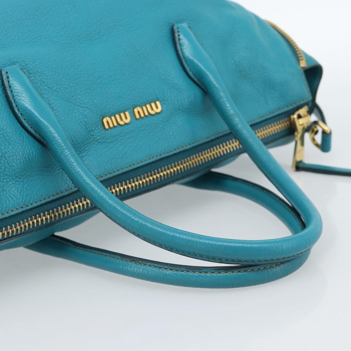 Miu Miu Hand Bag Leather 2way Blue Gold Auth ep14875A