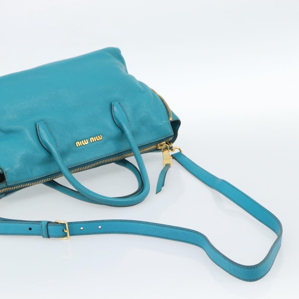 Miu Miu Hand Bag Leather 2way Blue Gold Auth ep14875A