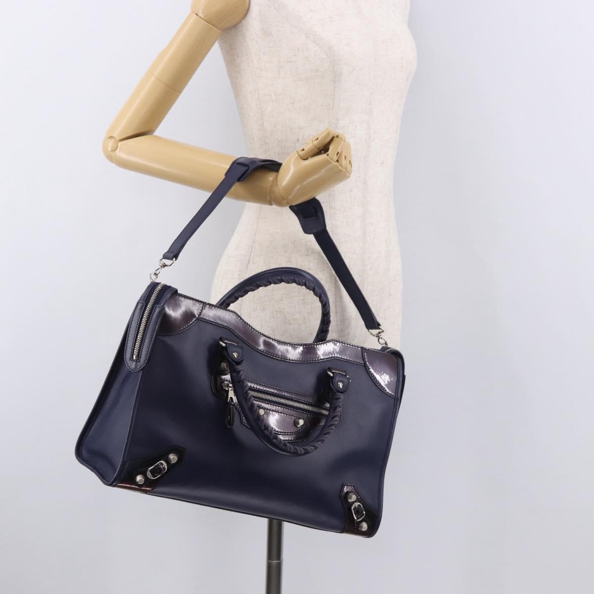 BALENCIAGA The Giant City Bag Leather Outlet 2way Navy 281770 Auth ep14879SAM