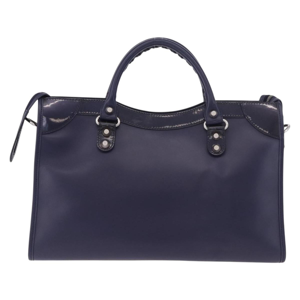 BALENCIAGA The Giant City Bag Leather Outlet 2way Navy 281770 Auth ep14879SAM