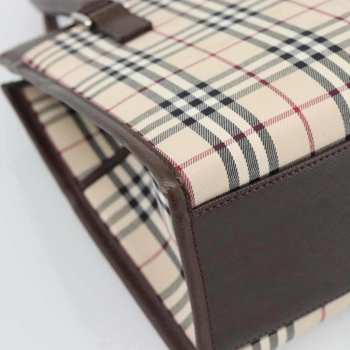 BURBERRY Nova Check Hand Bag Canvas Black Silver Auth ep14880