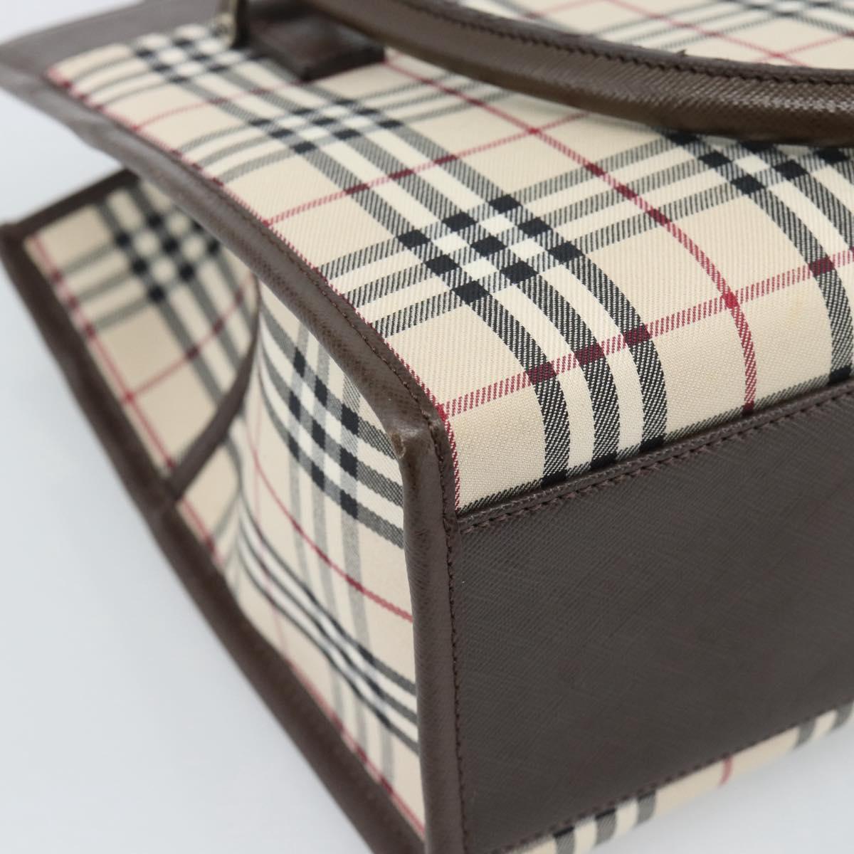 BURBERRY Nova Check Hand Bag Canvas Black Silver Auth ep14880