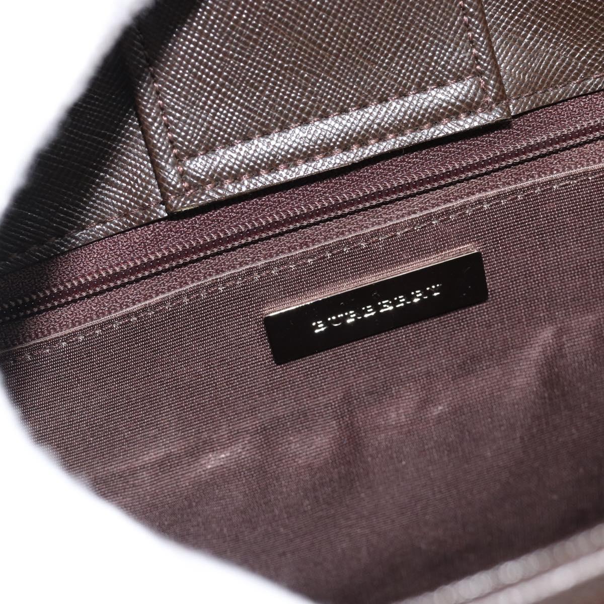BURBERRY Nova Check Hand Bag Canvas Black Silver Auth ep14880