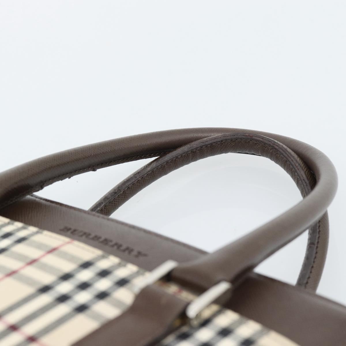 BURBERRY Nova Check Hand Bag Canvas Black Silver Auth ep14880