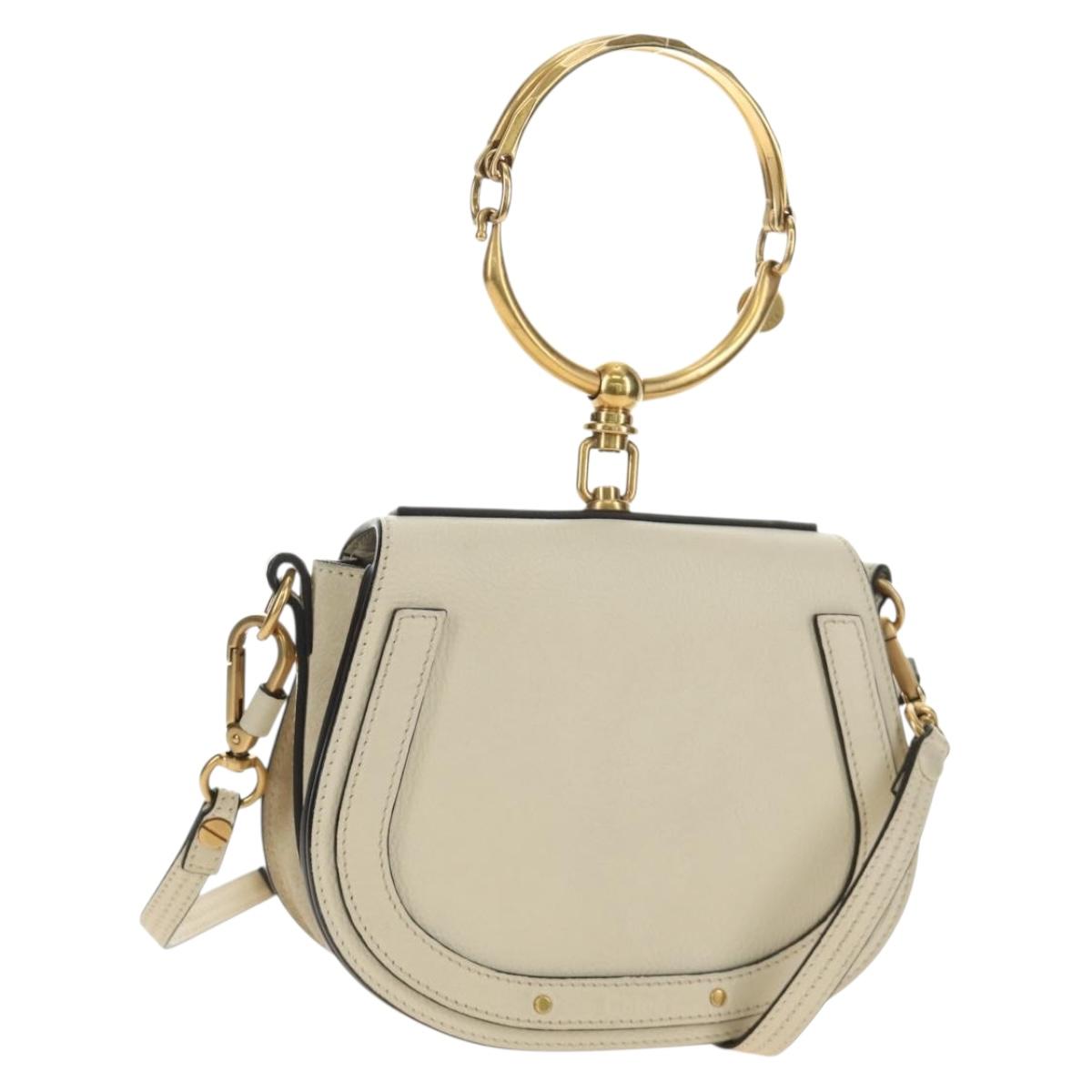 Chloe Nile Hand Bag Leather 2way Ivory Gold Auth ep14885V