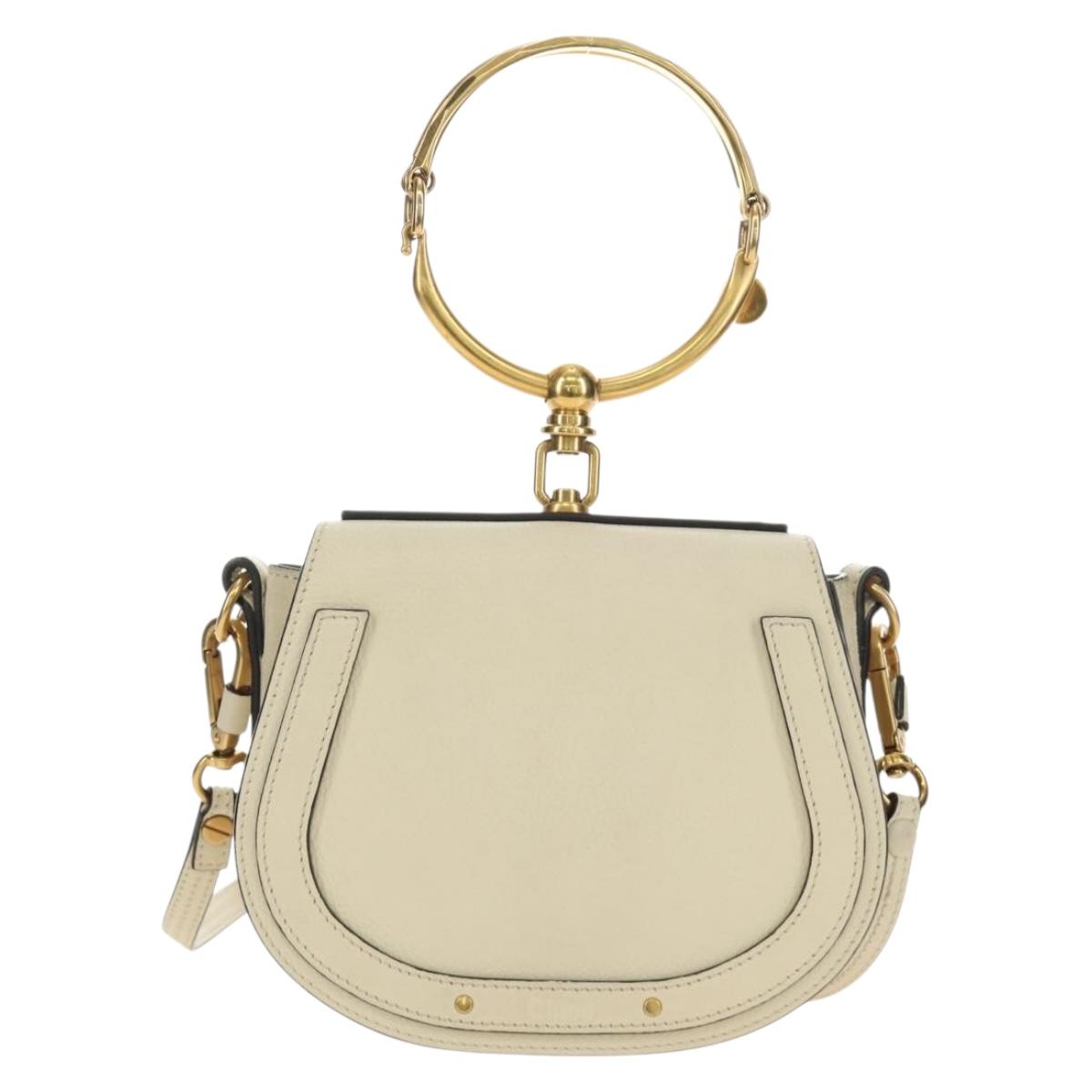 Chloe Nile Hand Bag Leather 2way Ivory Gold Auth ep14885V