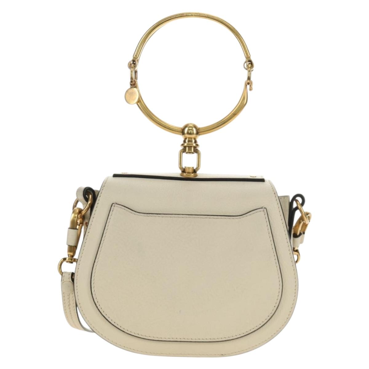 Chloe Nile Hand Bag Leather 2way Ivory Gold Auth ep14885V