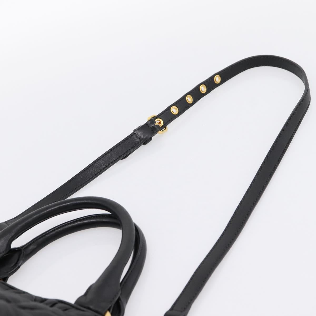 Miu Miu Matelasse Hand Bag Leather 2way Black Gold Auth ep14886