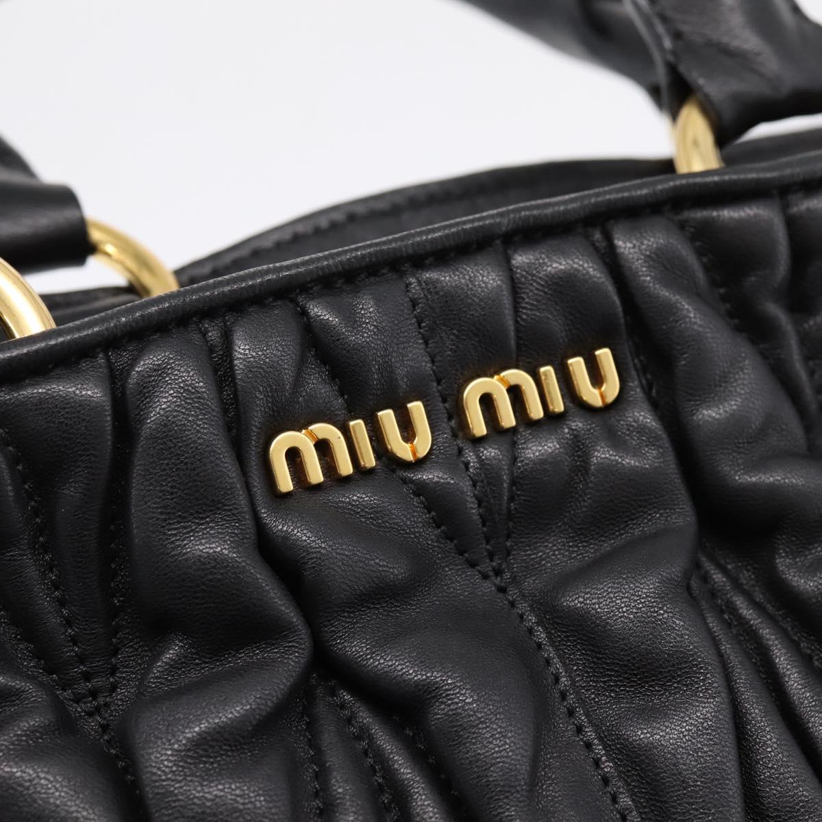 Miu Miu Matelasse Hand Bag Leather 2way Black Gold Auth ep14886