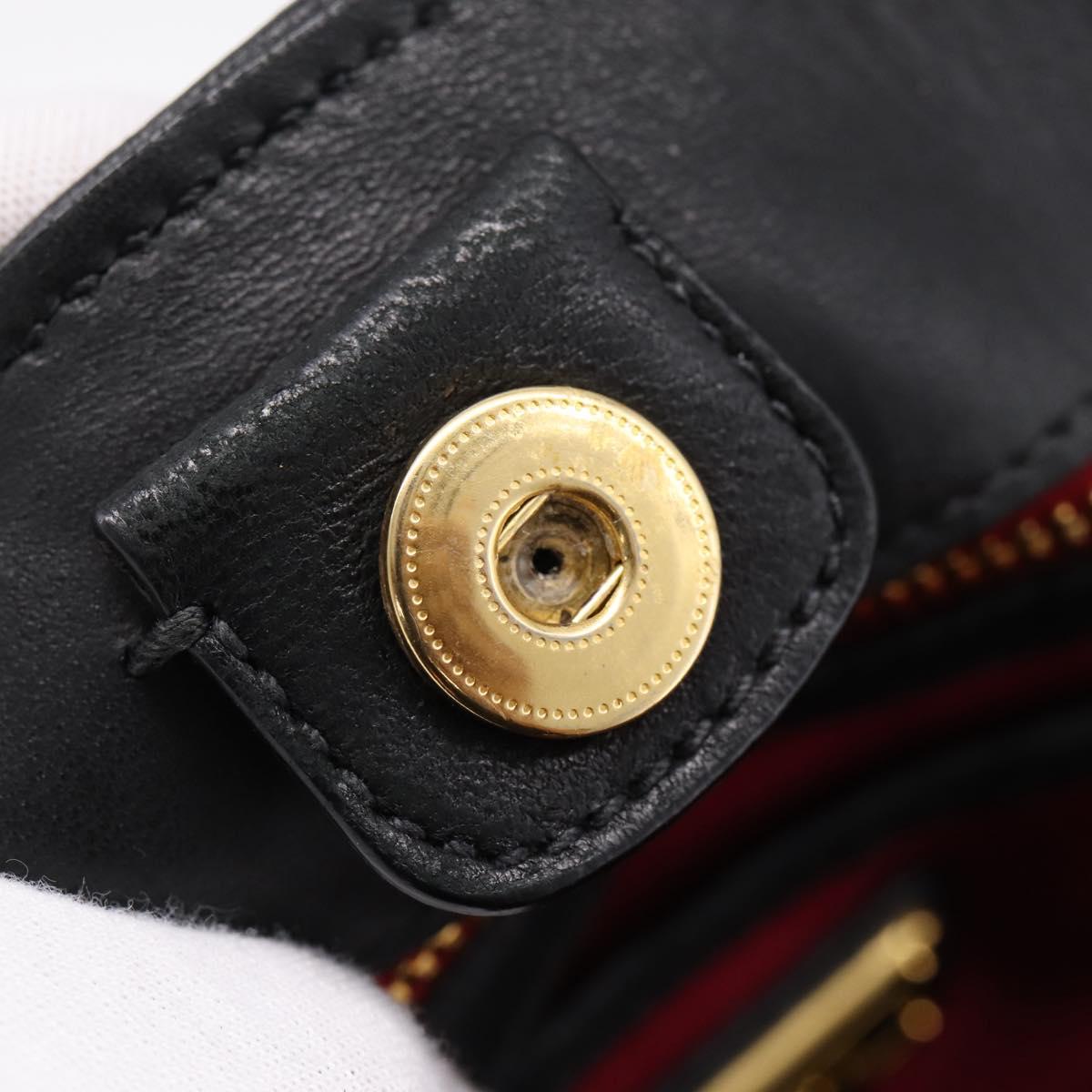 Miu Miu Matelasse Hand Bag Leather 2way Black Gold Auth ep14886